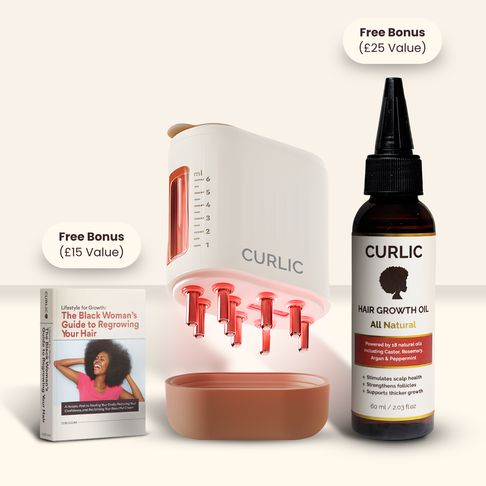 Curlic Activator Pro + FREE All-Natural Revitalizing Oil + E-Book