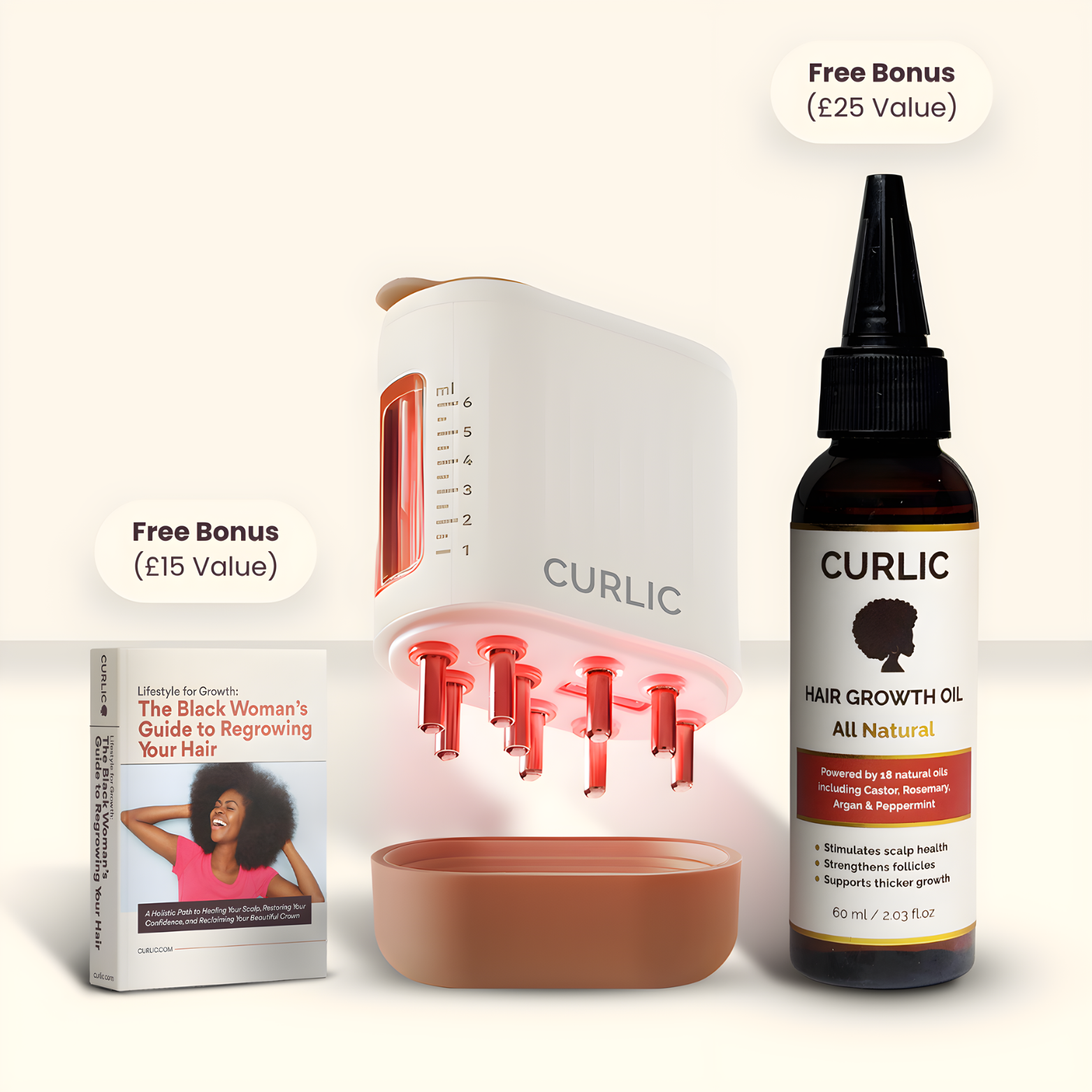 Curlic Activator Pro + FREE All-Natural Growth Oil + E-Book