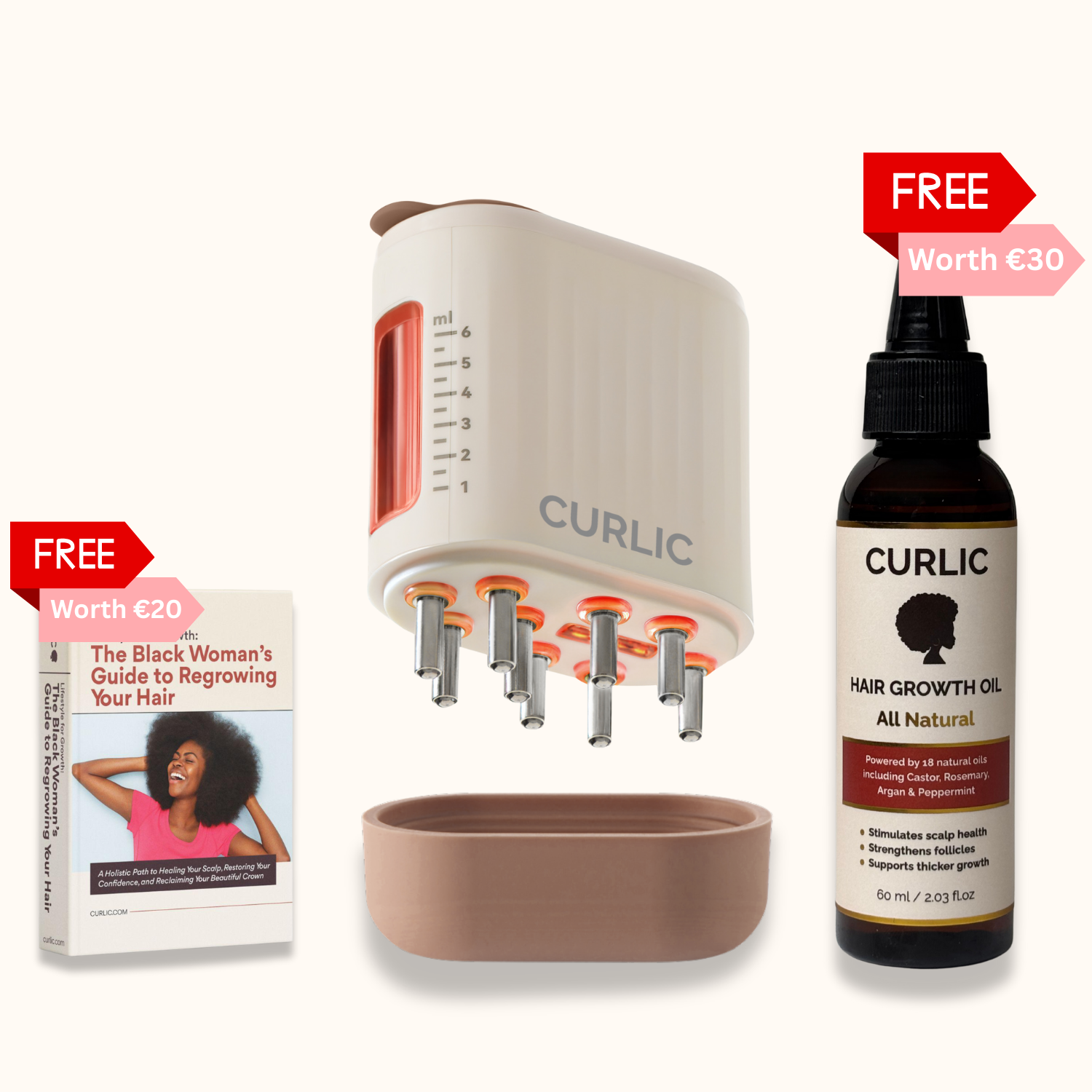 Curlic Activator Pro + FREE All-Natural Growth Oil + E-Book