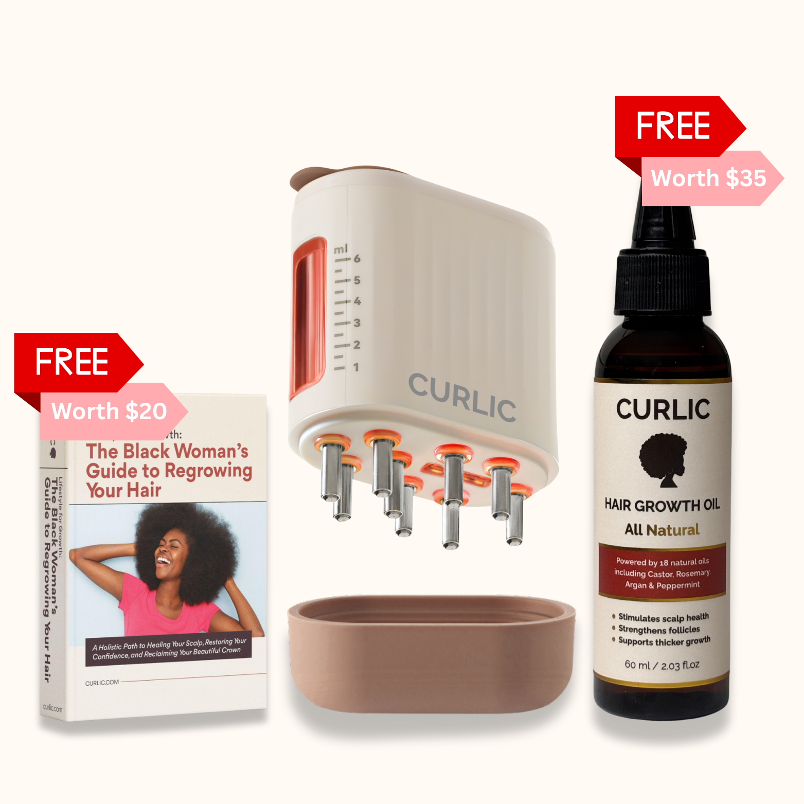 Curlic Activator Pro + FREE All-Natural Growth Oil + E-Book